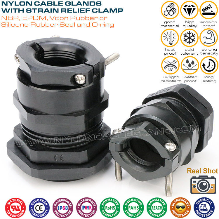 IP68 Nylon Plastic Strain Relief (Traction Relief) NPT Cable Glands NPT3/8"~NPT1-1/2" for Automatic Control