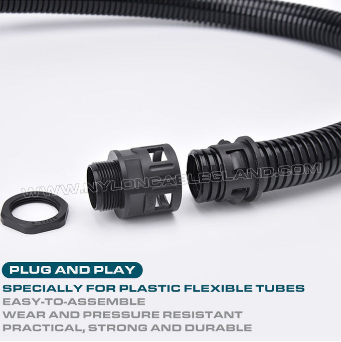 Connecteurs tubes métriques, raccords tubes flexibles droits, presse-étoupes en plastique ondulé pour tubes flexibles AD10-AD54.5