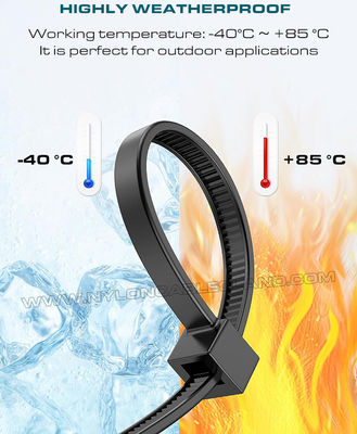 UV Resistant Black Polyamide 6.6 Cable Tie Plastic Zip Tie Strap 200mm x 4.8 (22kgs, 50lbs) for high UV Environments