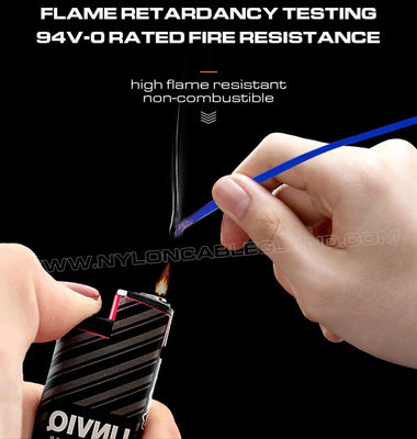 ETFE Blue Cable Tie 3.6x200mm, 94V-0 Fireproof Teflon Cable Tie Temperature Resistant Tefzel Cable Tie for Harsh Environments