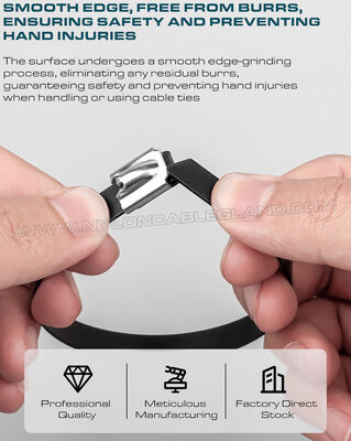 PVC Coated Metal (Stainless Steel) Cable Ties, Version 316L, 316 or 304, L: 200~1100mm x W: 16mm, 200 Lbs, Outdoor Use