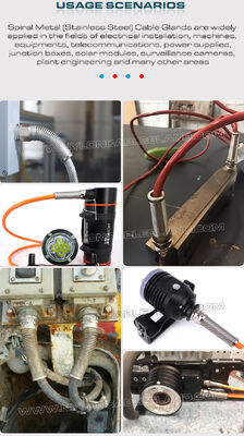 Stainless Steel IP68 Cable Glands, Spiral Strain Relief, Inox 304, 316 or 316L, Metric Pitch, M12~M50