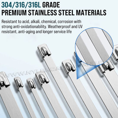 Uncoated Cable Tie Stainless Steel Type 316L, 316 or 304, 12mm Width x 350mm-1100mm Length, 675 lbs (306 kgs/3000N), for Industrial Manufacturing & Machinery