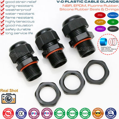 Presse-étoupes antidéflagrants nylon polyamide noir IP68 (UL94 V-0) PG7~PG48 / M10~M75 avec filetage PG ou métrique