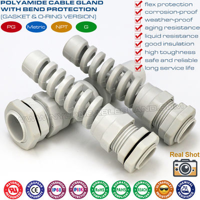 Presse-étoupes PG plastique anti-torsion, protecteurs de câbles spirale nylon anti-courbure PG7~PG21