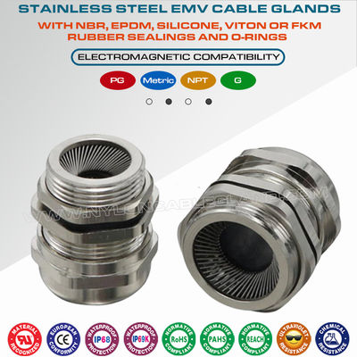 Presse-étoupes CEM/EMV pour câbles blindés, filetage PG, acier inoxydable SS304, SS316, SS316L