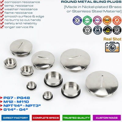 Bouchons borgnes ronds ou hexagonaux en acier inoxydable 304, 316 (laiton) avec filetages PG7~PG48 et M12~M110