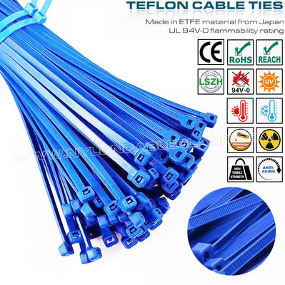 Collier de serrage bleu ETFE 3,6x200mm, ignifuge 94V-0, collier de serrage en Téflon résistant à la température, collier de serrage en Téflon pour environnements difficiles