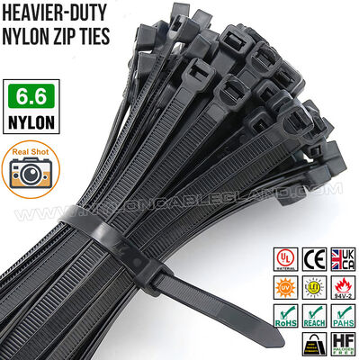 Collier de câblage plastique 7.6 x 300 mm lien de serrage robuste, collier attache câble nylon (PA) 6.6 réglable Ø 8-80 mm avec 130 lb ou 157 lb pour construction