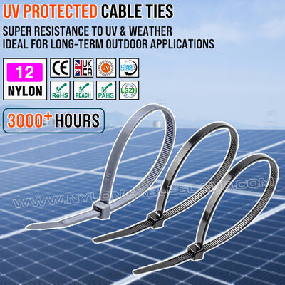 Collier attache-câble nylon 12 (Polyamide 12 / PA 12) résistant aux UV 300 mm x 3.6, extrêmement résistant aux intempéries, pour utilisation extérieure durable