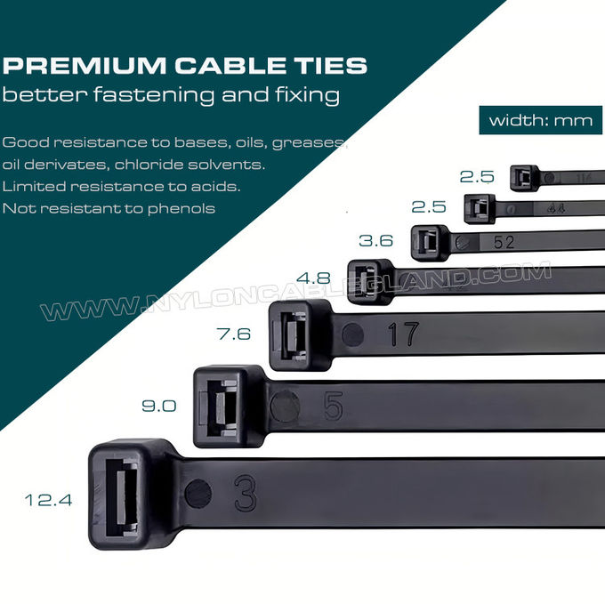 Attaches câble cable ties 200mmx3.6 buntband nippuside vezica za kabel serre-câble lien de fixation plastique, collier attache câble réglable en nylon polyamide 66 Ø3mm ~ 50mm (40lb/18 kg)